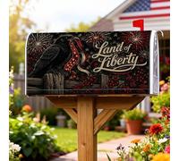 Raven Coperture magnetiche per cassetta postale, nastro rustico patriottico, fuochi d'artificio, giorno dell'indipendenza, decorazioni per cassetta postale per giardino, cortile, 53 x 64 cm