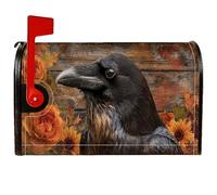 Raven - Coperture magnetiche per cassetta postale, rustiche, con girasole, rose, autunnali, colore nero, decorazione per giardino, cortile, 45,7 x 53,3 cm