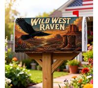 Raven Coperture magnetiche per cassetta postale, stile rustico occidentale, stivali da cowboy, lazo, tonalità della terra, decorazioni per cassetta delle lettere per giardino, patio, 45,7 x 53,7 cm
