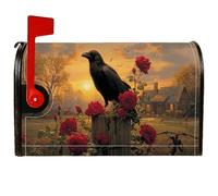 Raven Coperture magnetiche per cassette postali, con rose autunnali rustiche al tramonto rosso autunnale, copertura stagionale per cassette postali per decorazioni esterne, 45,7 x 53,7 cm