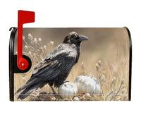 Raven - Coperture magnetiche per cassette postali, rustiche naturali, con erba di zucca, colore nero, decorazione per esterni, giardino, cortile, 53 x 64 cm