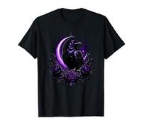 Raven Crescent Moon Occulto Viola Rose Mystic Maglietta