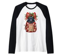 Raven Crow - Carta da Regalo con Babbo Natale e Agrifoglio Maglia con Maniche Raglan