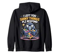 Raven Humor Meme Shiny Things Collezionista Corvo Uccello Sarcasmo Felpa con Cappuccio