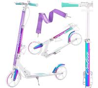 Raven - Monopattino per bambini, adulti - Scooter - Monopattino - Pieghevole, regolabile, tracolla per il trasporto, campanello - Celia White con Freno a Mano, ruote da 200 mm