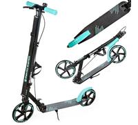 Raven - Monopattino per bambini, adulti - Scooter - Monopattino - Pieghevole, regolabile, tracolla per il trasporto, campanello - Illusion Mint con Freno a Mano, ruote da 200 mm