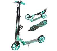 RAVEN Scooter Monopattino per bambini adulti | pieghevole | regolabile in altezza | cinghia di trasporto | campanello | portabottiglie (Anabel Black/Mint with handbrake, 200mm)