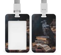 Raven on Top of Open Book ID Badge Holder Clip retrattile Card Holder Card Protector Name Badge Tag per lavoro ufficio medico infermiera