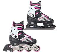 Raven - Pattini a rotelle per bambini, ragazze, adulti, bambini - Pattini a rotelle 2 in 1 con pattini da ghiaccio - Regolabili - Pulse Black/Pink, 37-40 (23,5-26cm)