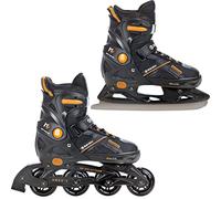 Raven - Pattini a rotelle per bambini, ragazze, adulti, bambini - Pattini a rotelle 2 in 1 con pattini da ghiaccio - Regolabili - Pulse Black/Orange, 37-40 (23,5-26cm)