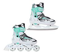 Raven - Pattini a rotelle per bambini, ragazze, adulti, bambini - Pattini a rotelle 2 in 1 con pattini da ghiaccio - Regolabili - Profession White/Mint, 31-35 (20,5-23cm)