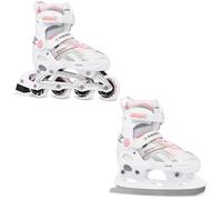2 en 1 Patins à glace Rollers Inliner Raven Pulse Blanc/Rose réglable