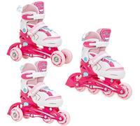 Raven - Pattini a rotelle per bambini, ragazze, adulti, bambini - Pattini a rotelle 3 in 1 con pattini quad, per principianti - Regolabili - Lia Pink, 30-33 (18,5-20,5cm)