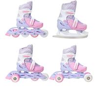 Raven - Pattini a rotelle per bambini, ragazze, ragazzi, adulti, bambini - Pattini a rotelle, 4 in 1 con pattini da ghiaccio, quad, per principianti - Regolabili - Loret Lila/Pink, 30-33 (18,5-20,5cm)