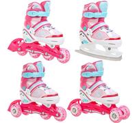 Raven - Pattini a rotelle per bambini, ragazze, ragazzi, adulti, bambini - Pattini a rotelle, 4 in 1 con pattini da ghiaccio, quad, per principianti - Regolabili - Zoya, 30-33 (18,5-20,5cm)