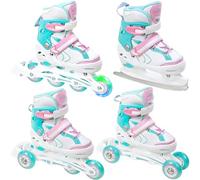 RAVEN 4in1 Inline Skates Pattini in linea Triskates Pattini a rotelle/da ghiaccio per bambini ragazze regolabili (Lia Mint, 34-37 (21,5cm-24cm))