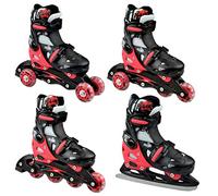 Raven - Pattini a rotelle per bambini, ragazze, ragazzi, quad, pattini a rotelle per adulti, bambini - Pattini a rotelle 4 in 1 con pattini da ghiaccio - Singer Black/Red, 37-40 (23,5-26cm)