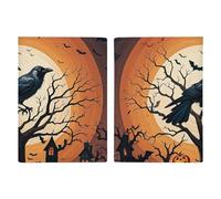 Raven - Porta passaporto da viaggio per Halloween, con scomparti per carte di credito e carta d'imbarco, porta passaporti, carte di credito