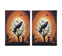 Raven - Porta passaporto per Halloween, ultra sottile, in pelle PU, organizer per documenti da viaggio, compatto, di alta qualità, per donne e uomini
