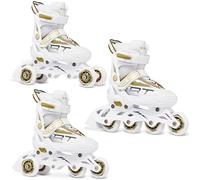 RAVEN Profession 3in1 Inline Skates Pattini in linea Triskates Pattini a rotelle per bambini e adulti regolabili (White/Gold, 35-39 (23cm-25,5cm))