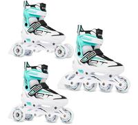 RAVEN Profession 3in1 Inline Skates Pattini in linea Triskates Pattini a rotelle per bambini e adulti regolabili (White/Mint, 38-42 (25-27,5cm))