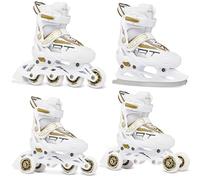 Rockland Pattini RAVEN Profession 4in1 regolabili in linea/Triskate Bianco/Oro 38-42
