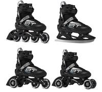 RAVEN Profession 4in1 Inline Skates Pattini in linea Triskates Pattini a rotelle/da ghiaccio per bambini e adulti regolabili (Black, 31-35 (20,5cm-23cm))