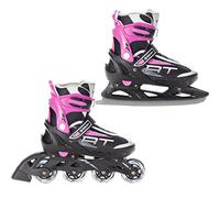 RAVEN Profession Pattini in linea Inline Skates per bambini e adulti OPZIONALE 2in1 con Pattini da ghiaccio regolabili (Black/Pink con pattini di figura, 31-35 (20,5cm-23cm))