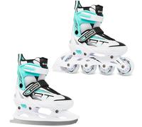 RAVEN Profession Pattini in linea Inline Skates per bambini e adulti OPZIONALE 2in1 con Pattini da ghiaccio regolabili (White/Mint con pattini di figura, 28-32 (18,5cm-21cm))