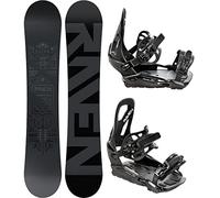 RAVEN Set Snowboard Snowboard Solid Steel + Bindung s230 (155cm, s230 Black M/L)