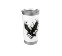 Raven Smoke Wings Gothic Dark Bird Crow Black Per donne uomini Bicchiere termico in acciaio inox doppia parete
