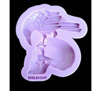 Raven Su Teschio Silicone Stampo Per Resina, Argilla, Topper Torta, Cioccolato &
