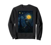 Raven Under Starry Night Moon Fantasy Art Scene Felpa