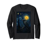 Raven Under Starry Night Moon Fantasy Art Scene Maglia a Manica