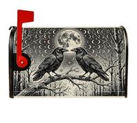 Ravens - Coperture magnetiche per cassetta postale, stile gotico, rustico, ramo lunare, Halloween, colore nero, decorazione per casa e giardino, 53 x 64 cm
