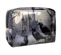 Ravens on Dead Tree - Trousse per cosmetici, da donna, per articoli da toeletta da viaggio, grande, in PVC, con cerniera, Multi, 18.5x7.5x13cm/7.3x3x5.1in, Beauty case