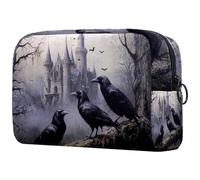 Ravens on Dead Tree - Trousse per cosmetici, da donna, per articoli da toeletta da viaggio, grande, pratica borsa organizer con cerniera, Multi, 18.5x7.5x13cm/7.3x3x5.1in, Beauty case
