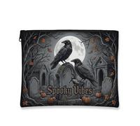 Ravens - Tela con cerniera, gotica macabra lapide luna, Halloween, portatile, con cerniera, borsa da viaggio per cosmetici, per viaggi, toeletta e borsa organizer per il bagno, nero, 7x9 Inch, gotico