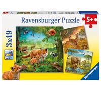 Ravensburger 09330 - Animali Del Mondo Puzzle, 3 x 49 Pezzi
