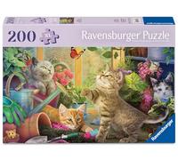 Ravensburger 12001735 - Gattino giocoso - 200 Gatto Anziani, con Pezzi, Grande Modello di Immagine e Base Stabile per Puzzle, Colore Argento