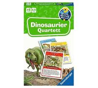 Ravensburger 22359 Perché? Perché? Perché Dinosaur Quartet: gioco regalo con carte dettagliate con emozionanti specie di dinosauri, testi informativi e un'altra variante di gioco