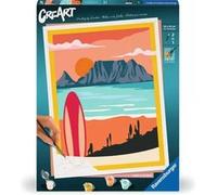 Ravensburger - CreArt Premium B, Tramonto con Tavola da Surf, Dipingere con i Numeri, Kit Pittura, Entry Level, Idea Regalo Donna o Uomo, 14+ Anni, 30x40 cm
