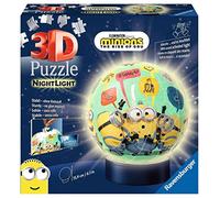 Ravensburger 3D Puzzle 11180 - Nachtlampje Puzzle Ball Minions - 72 Tegels - vanaf 6 jaar, LED bedlampje met klapmechanisme: beleef puzzels in de 3e dimensie,Geel