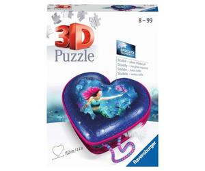 Ravensburger 3D Puzzle 11249 - Charming Mermaids Heart Box - Pratica scatola portaoggetti composta da pezzi di puzzle di forma tridimensionale - per adulti e bambini a partire da 8 anni