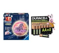 Ravensburger 3D Puzzle Ball Cavalli LED, 72 pezzi, 6+ anni, & Duracell AA Ricaricabili 8 pz, 2500mAh