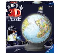 Ravensburger - 3D Puzzle Globo Night Edition, Impara al geografia in inglese, 54