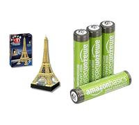 Ravensburger 3D Puzzle Torre Eiffel LED, 226 pezzi, 10+ anni, & Batterie AAA Ricaricabili Amazon Basics 4 pz, 850mAh