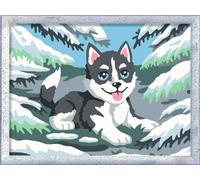 Ravensburger CreArt 12023120 - Cheeky Husky - Dipinto con numeri per bambini dai 9 anni in su, glitter