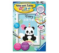 Ravensburger CreArt 20057 Happy Birthday - Dipingere con i Numeri, Panda per Bambini dai 7 Anni in su, Set da Pittura con Cornice, Pennello e Colori acrilici, Regalo per Ragazze e Ragazzi
