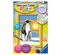 Ravensburger CreArt 28466 - Simpatici pinguini - dipinto con numero per bambini dai 7 anni in su, set di pittura con cornice, pennello e colori acrilici, regalo per ragazze e ragazzi